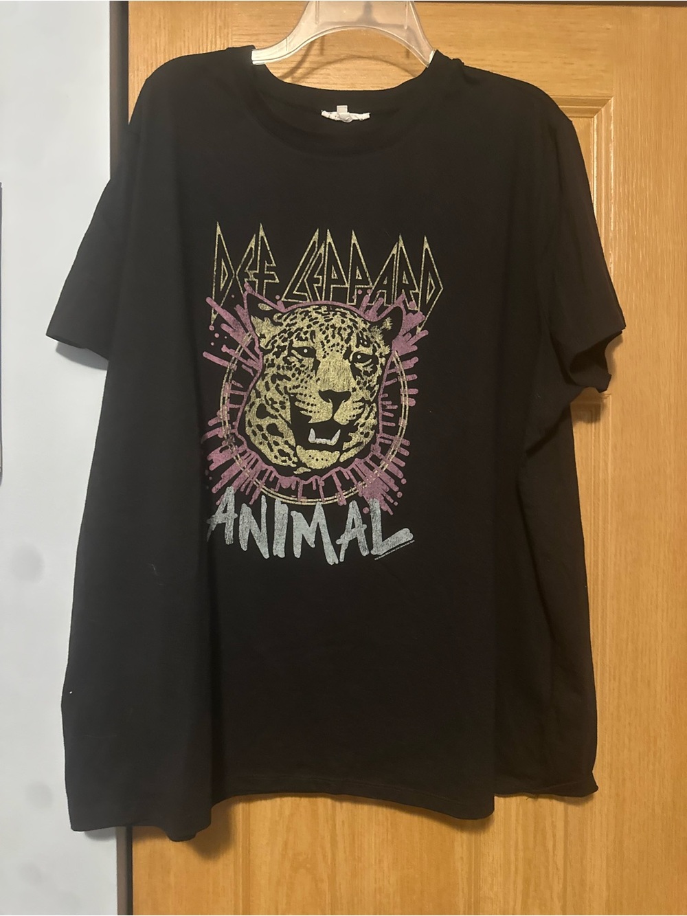 Maurices Black Graphic Tee def Leppard with Leopard Head and 'Animal' Text